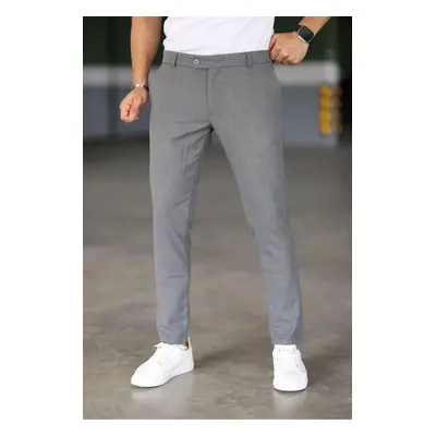 47676 Dewberry Italian Cut Elastic Fabric Mens Trousers-DARK GREY