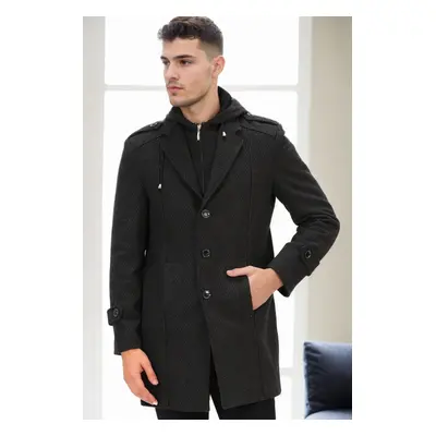 PLT8334 DEWBERRY MEN'S COAT-LIGHT PATTERNED ANTHRACITE