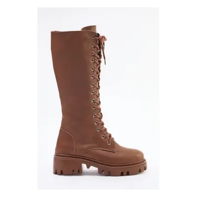 Trendyol Brown Laced Thick Sole Women's Boots