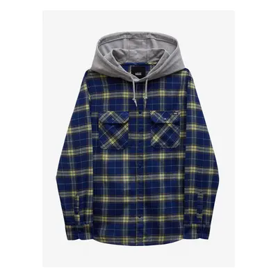 Yellow-Blue Men's Plaid Flannel Hooded Shirt VANS Parkway - Men