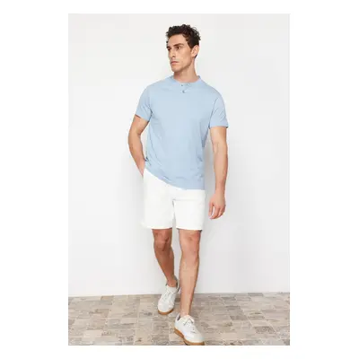 Trendyol Blue Regular/Normal Cut Collar Buttoned Basic T-shirt