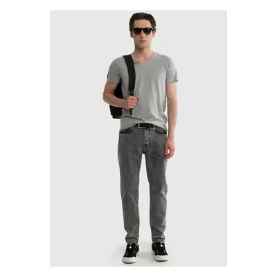 Big Star Man's V_neck_ss T-shirt Grey