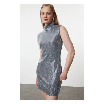 Trendyol Silver Bodycon Glitter Knit Dress