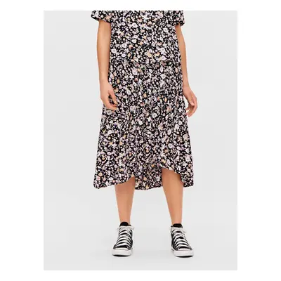 Purple-Black Floral Midi Skirt Pieces Dua - Women