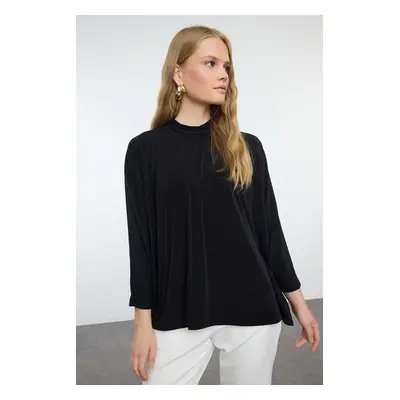 Trendyol Black Oversize/Wide Fit Crew Neck Stretchy Knitted Blouse