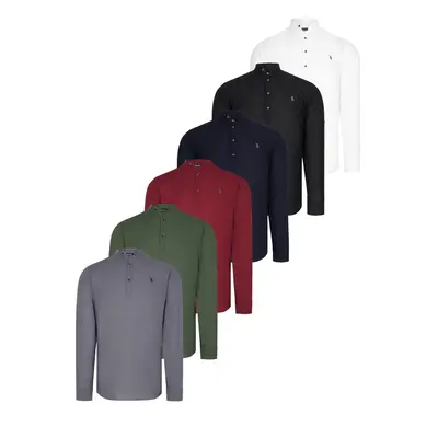 SET OF SIX G783 DEWBERRY JUDGE COLLAR SHIRT-BLACK-WHITE-NAVY-KHAKI-BURGUNDY-ANTHRACITE