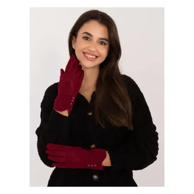 Burgundy women's gloves with buttons