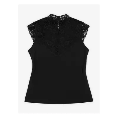 Orsay Black Women's T-shirt with Lace Detail - Women