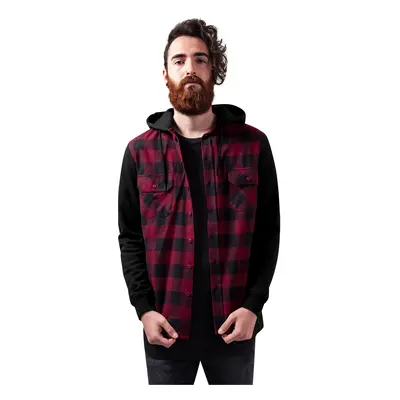 Flanell Sweat Sweat Plaid Hooded Shirt blk/burgundy/blk