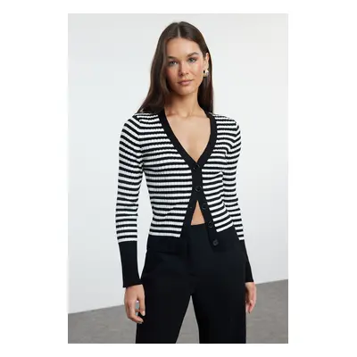 Trendyol Black Striped Knitwear Cardigan