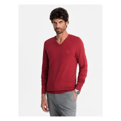 Ombre Elegant men's sweater with a v-neck - navy blue