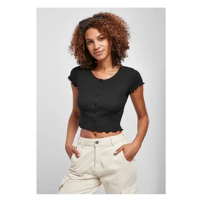 Women's T-shirt with buttons, black