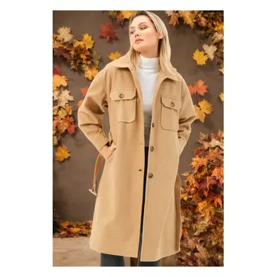 Z6777 DEWBERRY LADIES' COAT-FLAT CAMEL