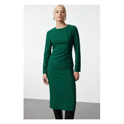 Trendyol Emerald Green Bodycon Midi Woven Dress