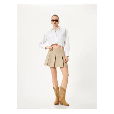 Koton Pleated Mini Skirt with Cargo Pocket Cotton Normal Waist