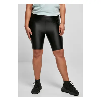 Women's Shiny Metallic High-Waisted Cycling Shorts Black