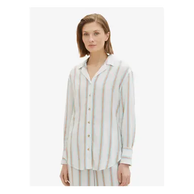 Brown and White Ladies Striped Linen Shirt Tom Tailor - Ladies