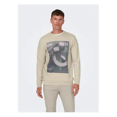 Beige Mens Sweatshirt ONLY & SONS Todd - Men