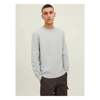 Light grey ribbed basic sweater Jack & Jones Otto - Men