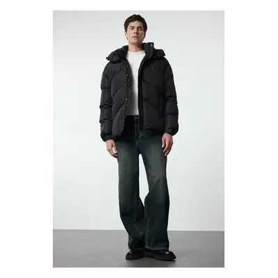 Trendyol Black Unisex Oversize Fit Inner Suspender Winter Puffer Jacket