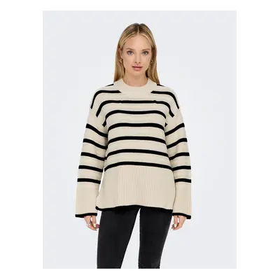 Black-Beige Women's Striped Sweater ONLY Sia - Women