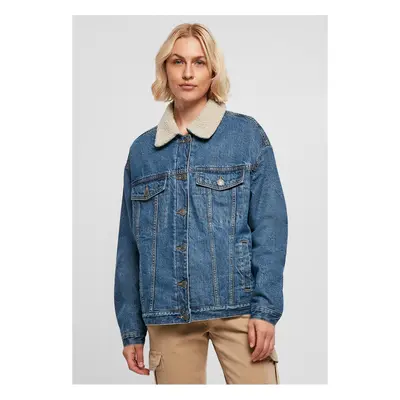 Women's Oversized Denim Jacket Sherpa Clear Blue Washed