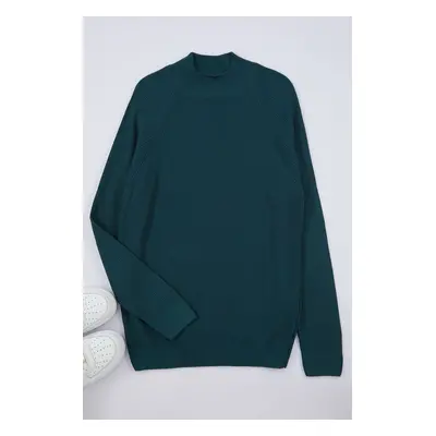 Trendyol Green Slim Slim Fit Half Turtleneck Textured Knitwear Sweater