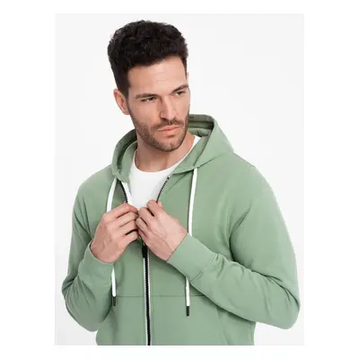 Ombre BASIC men's unbuttoned hooded sweatshirt - green