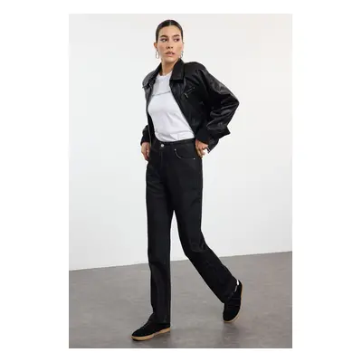 Trendyol Black High Waist Long Straight Jeans