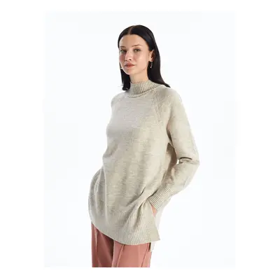 LC Waikiki Lw - Stand Collar Plain Oversize Women's Knitwear Tunic