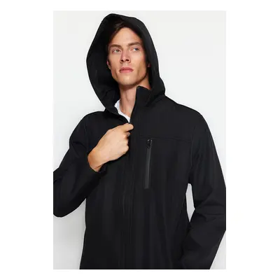 Trendyol Black Regular Fit kapucnis kültéri softshell parka kabát