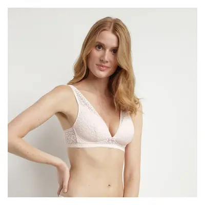 DIM SUBLIM TRIANGLE BRA - Women's lace bra without bones - light pink