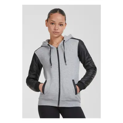 Women's diamond sleeve with zipper hood made of synthetic leather grey/blk