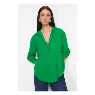 Trendyol Green Basic Oversize Wide Fit Woven Shirt