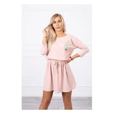 Dress with sequin pocket dark powder pink