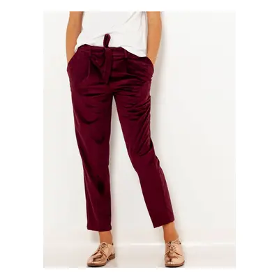 Burgundy velvet shortened trousers CAMAIEU - Ladies