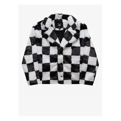 Black and white women's plaid winter jacket made of faux fur VANS Natash - Women