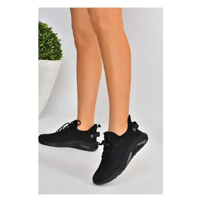 Fox Shoes Black Knitwear Fabric Women's Sports Shoes