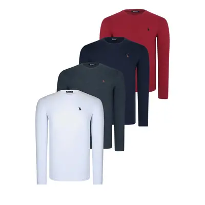 QUADRUPLE SET T8588 DEWBERRY ROUND NECK MEN'S SWEATSHIRT-ANTHRACITE-NAVY-WHITE-BURGUNDY