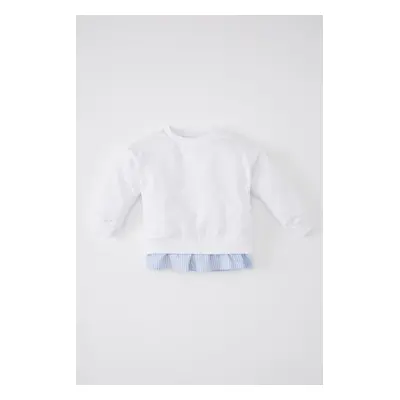 DEFACTO Baby Girl Crew Neck Striped Sweatshirt