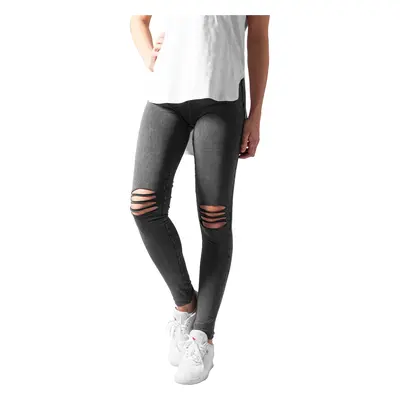 Women's Cut Knee Leggings Acid Black