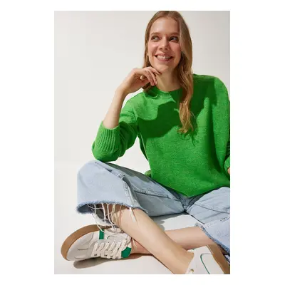 Happiness İstanbul Women's Green Oversize Knitwear Sweater