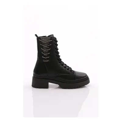 DGN K9002 Women's Lace-Up Boots Black Caviar