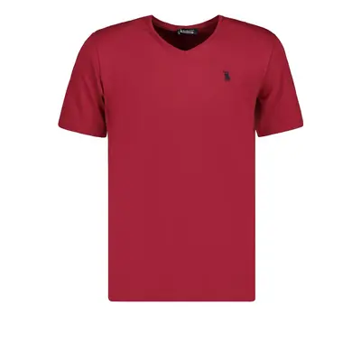 T8568 DEWBERRY V-NECK MEN'S T-SHIRT-DARK BURGUNDY