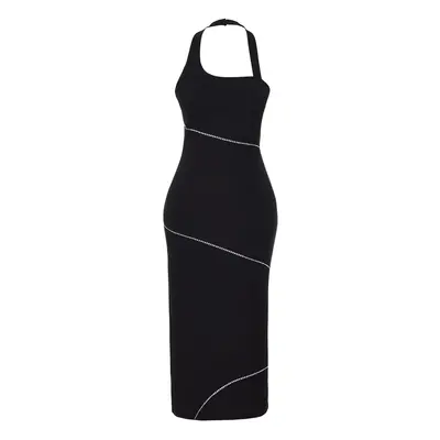 Trendyol Black Shiny Stone Woven Dress