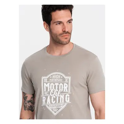 Ombre Men's motorcycle style printed t-shirt - ash