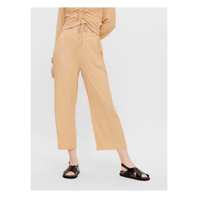 Beige Cropped Loose Trousers Pieces Lara - Women