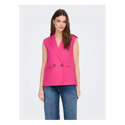 Dark pink women's linen vest ONLY Caro - Ladies