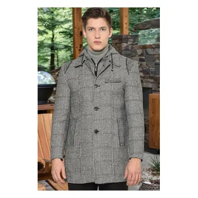 PLT8335 DEWBERRY MEN'S COAT-STRAIGHT PLAID GREY