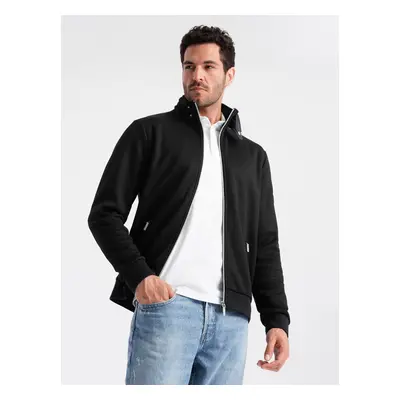 Ombre Men's jacket with high collar and fleece lining - black